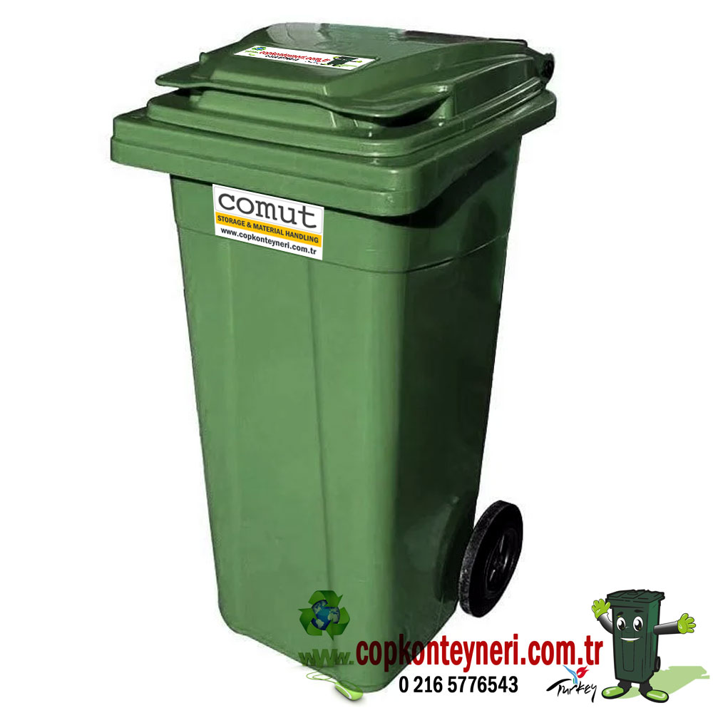 120 l Yeşil Plastik Çöp Konteyneri